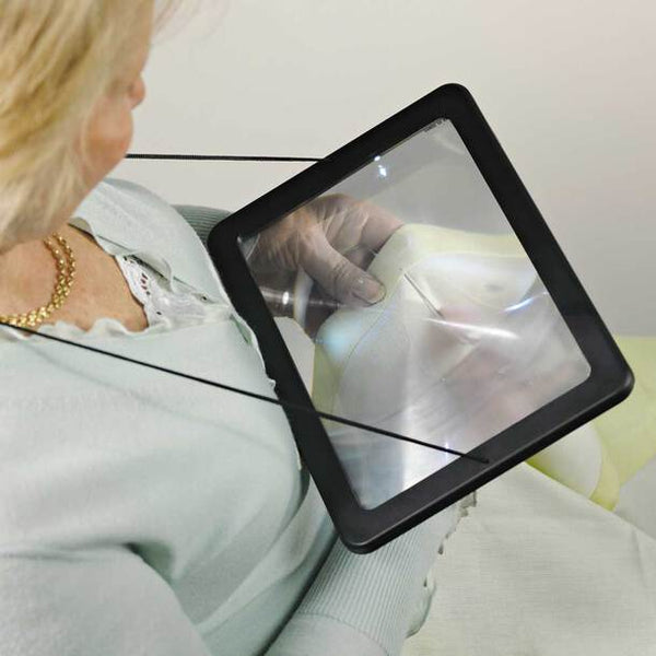Hands-Free Magnifier 4 LED Lights Neck Cord Fold W/ Stand 3x Magnification (QS35)