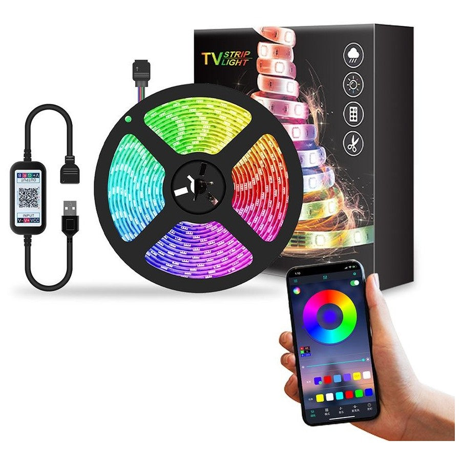 USB Bluetooth App Remote RGB LED Strip Lights IP65 Waterproof 5050 1M ...