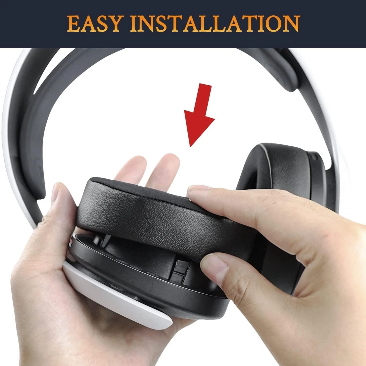 1 Pair Ear Cushions for Sony PS5 Pulse 3D Headset Replacement Protein Leather MS84