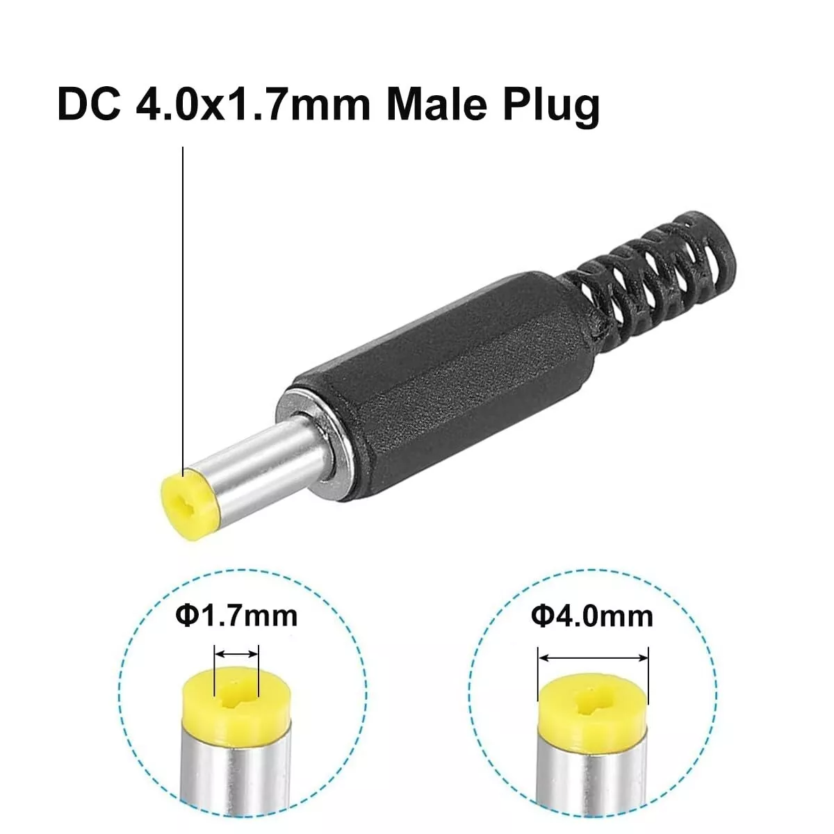 4.0mm x 1.7mm DC Power Supply Male Connector Yellow Solder Plug Jack DIY Repair T39