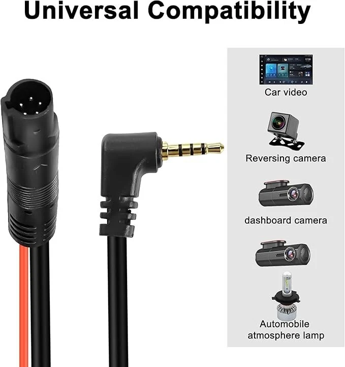 5 Pin Dash Cam Cable 2.5mm Male Plug Rear View Camera Extension for Car Truck PS24