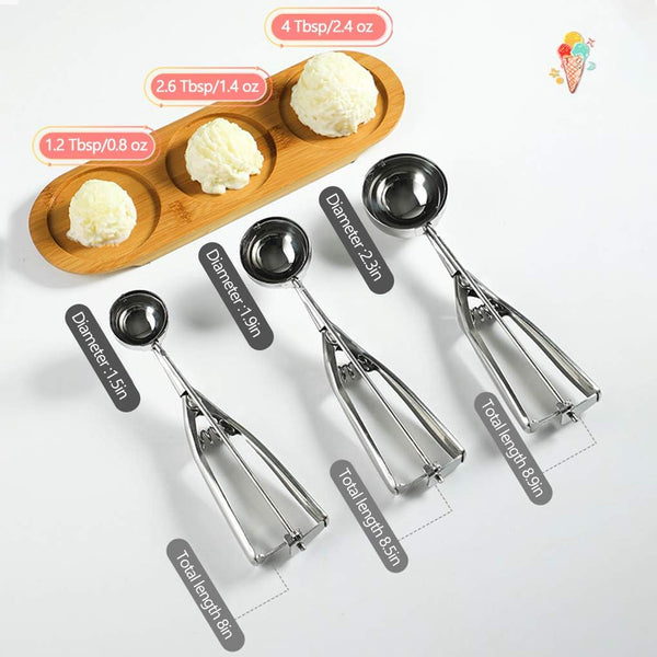 4/5/6cm Cake Mechanical Cookie Dough Ice Cream Scoop Stainless Steel Spoon For Business Pros