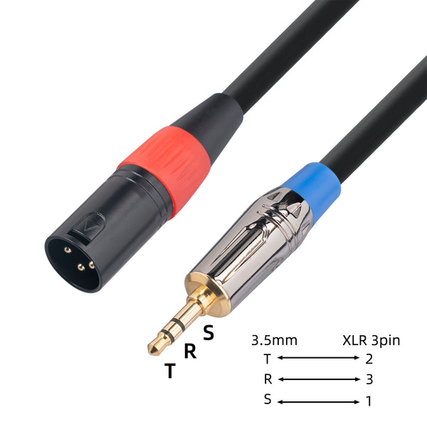 3.5mm to XLR 3Pin Male Cable 1/8" Male TRS Audio Converter Stereo Adapter Cord