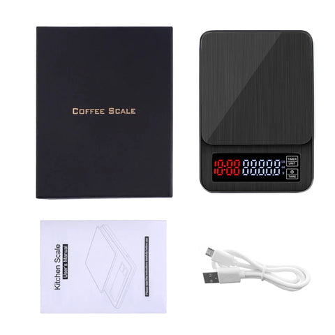 LED Electric Kitchen Scale Coffee Scale W/ Timer (QS65) High-precision 3kg/0.1g