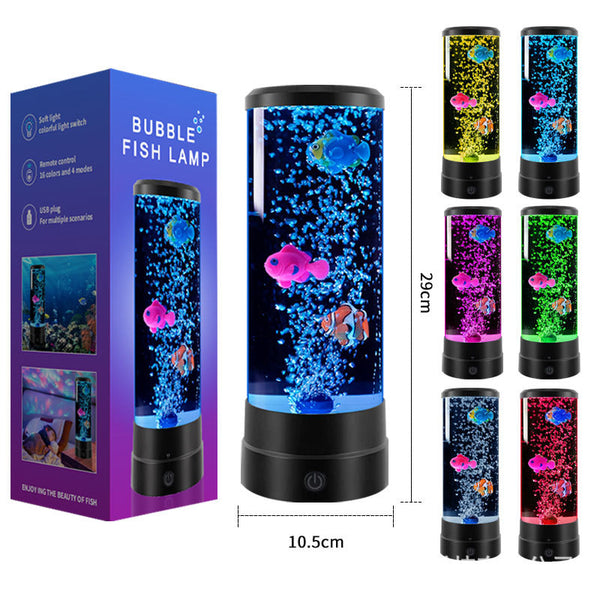 Bubble Golden Fish RGB Lamp Aquarium W/Remote Control Lava Lamp Gadgets
