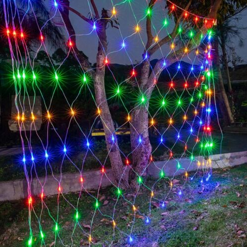 Solar 3mX2m Net Fairy Lights Joinable with Remote