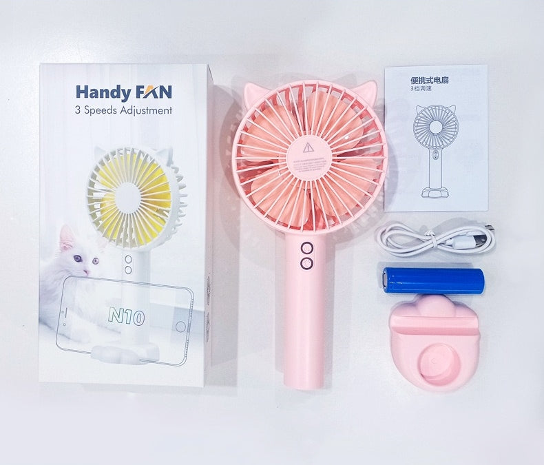 New Arrival Handheld Mini rechargeable Fan with desk stand with LED light