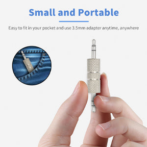 3.5mm Stereo AUX Male to Male Audio Adapter Metal Silver 3 Pole Headphone Couple (M64)