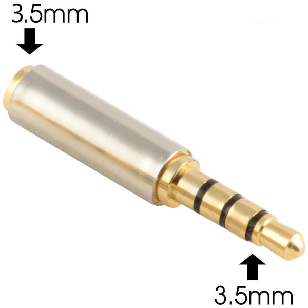 Gold 3.5mm Male to 3.5mm Female Stereo AUX Adapter (M40)
