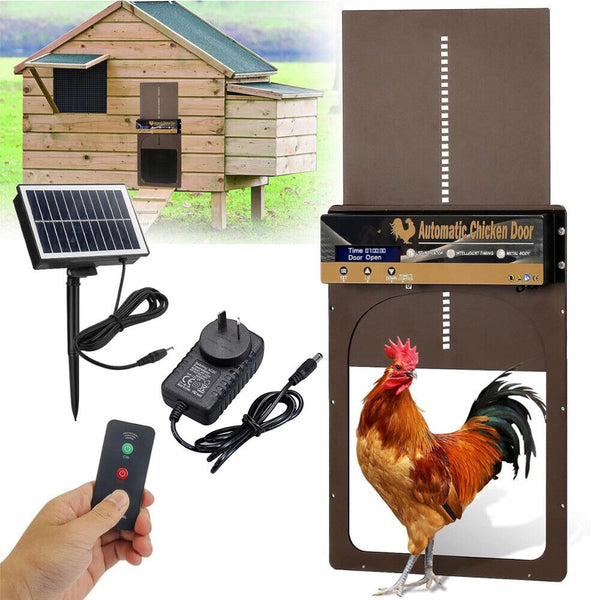 Solar Automatic Chicken Coop Door Opener Cage Closer Timer Light Sensor Digital Gadgets