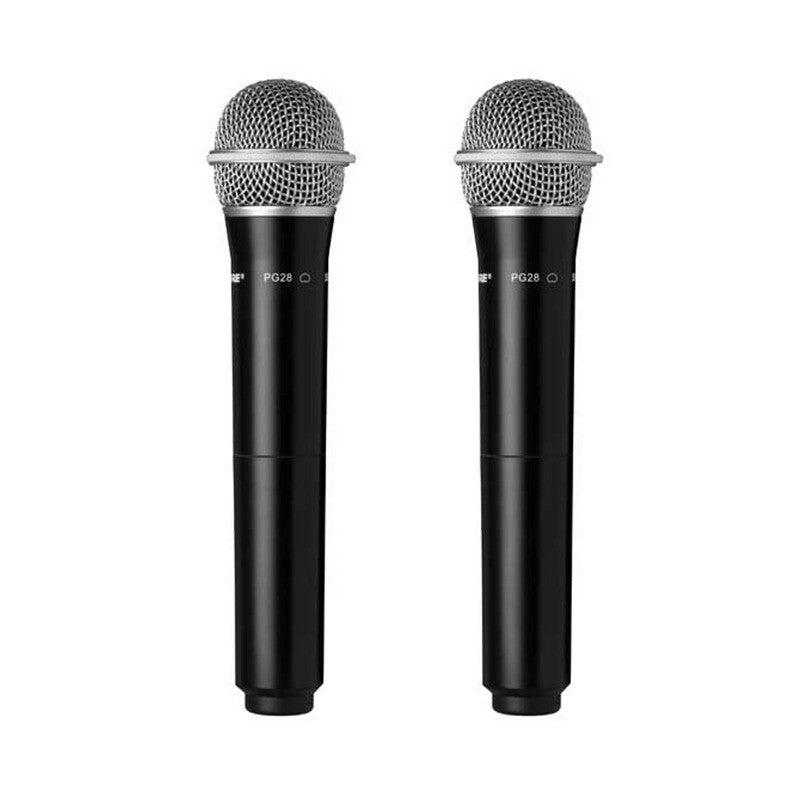 Dual Rechargeable Wireless Microphone UHF 1 for 2 Cordless Handheld W/ Receiver