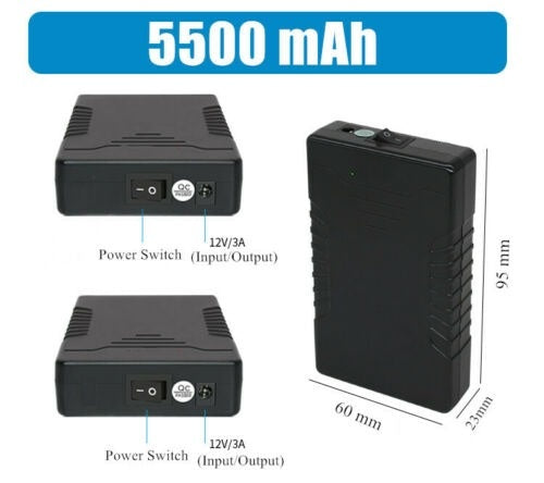 Portable DC 12V 5500mAh/10000mAh Lithium rechargeable Battery Pack 5.5X2.1mm