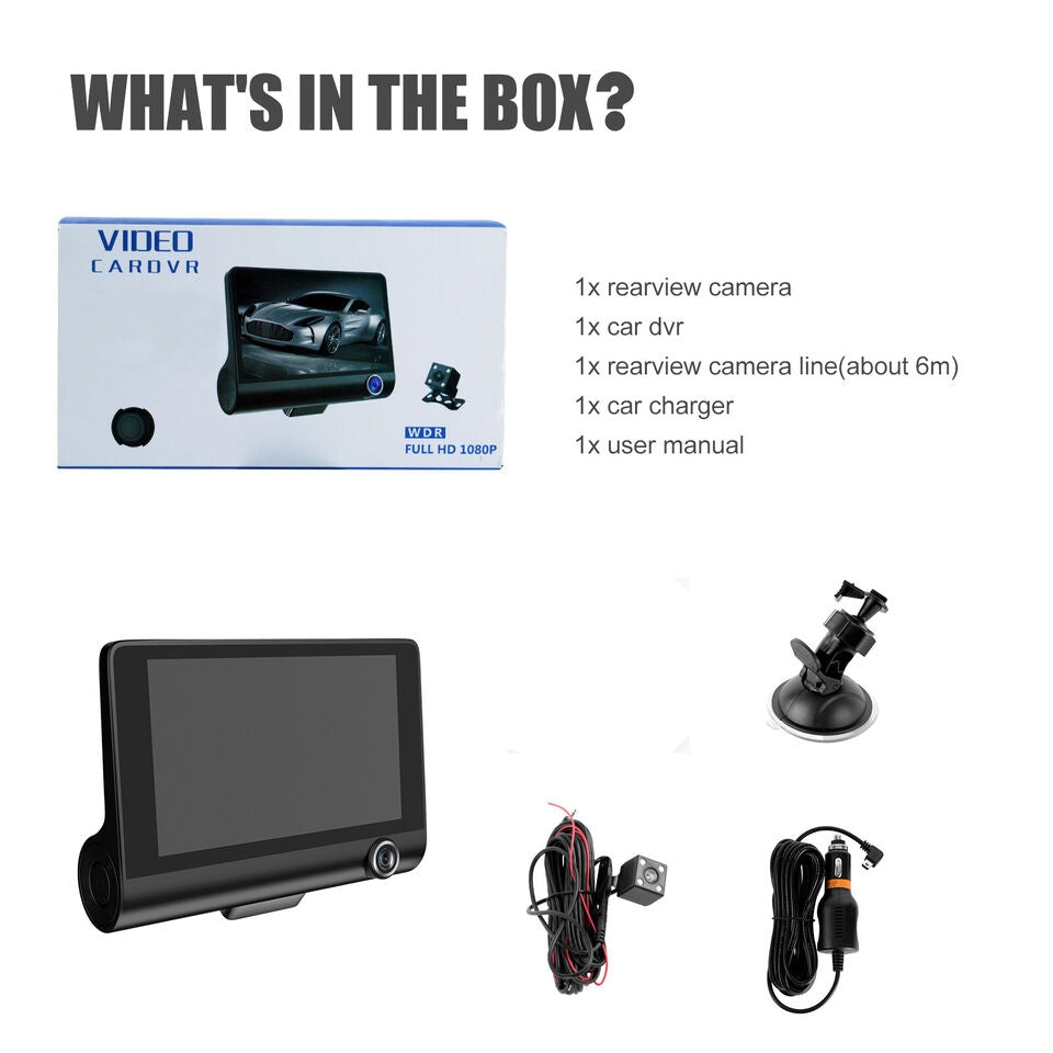 3 in 1 Car Dashcam Outside Inside Reversing 3 Camera Lens
