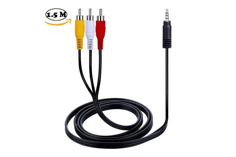 1.5m Male TRRS AUX to 3x Male RCA