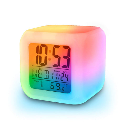 LED Colour Changing Cube Alarm Clock Gadget