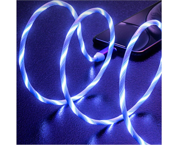 1.5m Blue Light Flow LED Type C Lightning Charger Cable