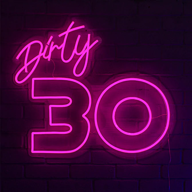 Dirty 30 LED Sign Neon Light 12V Pink lamp Birthday Party Decor