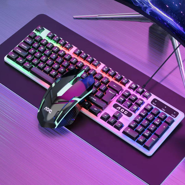 AOC KM100 Luminous RGB Wired Gaming Keyboard and Mouse Combo Pc pros