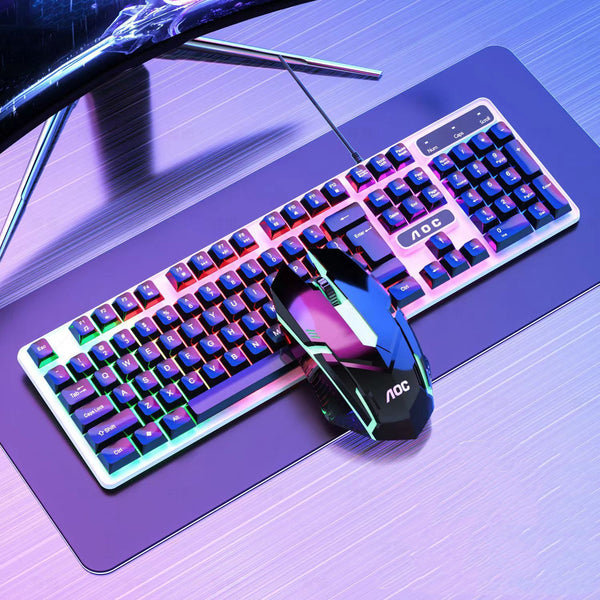 AOC KM100 Luminous RGB Wired Gaming Keyboard and Mouse Combo Pc pros