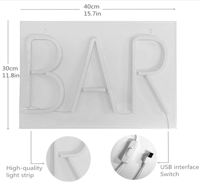 BAR Neon LED sign USB Powered