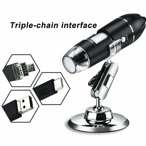 1000X Digital Microscope 8 LED Endoscope USB Zoom Magnifier Camera Stand D