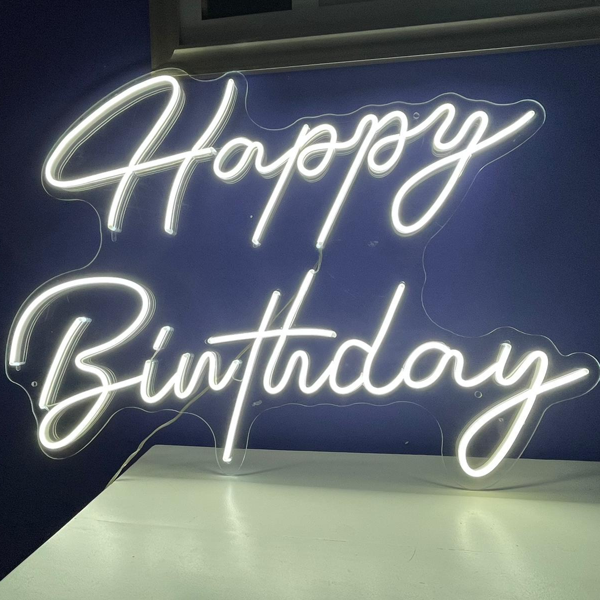 Happy Birthday LED Neon Sign Party Lights Event White