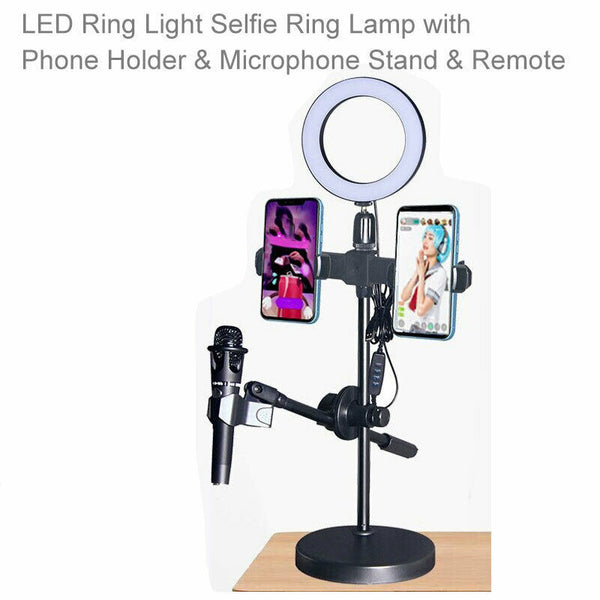 LED Ring Light W/ Phone Holder & Microphone Holder Table Stand