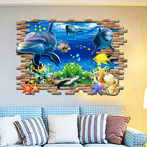 D008 3D Submarine Dolphin Wall Stickers