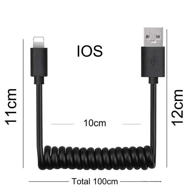 1m Coiled Spring Lightning Charging Cable For iPhone