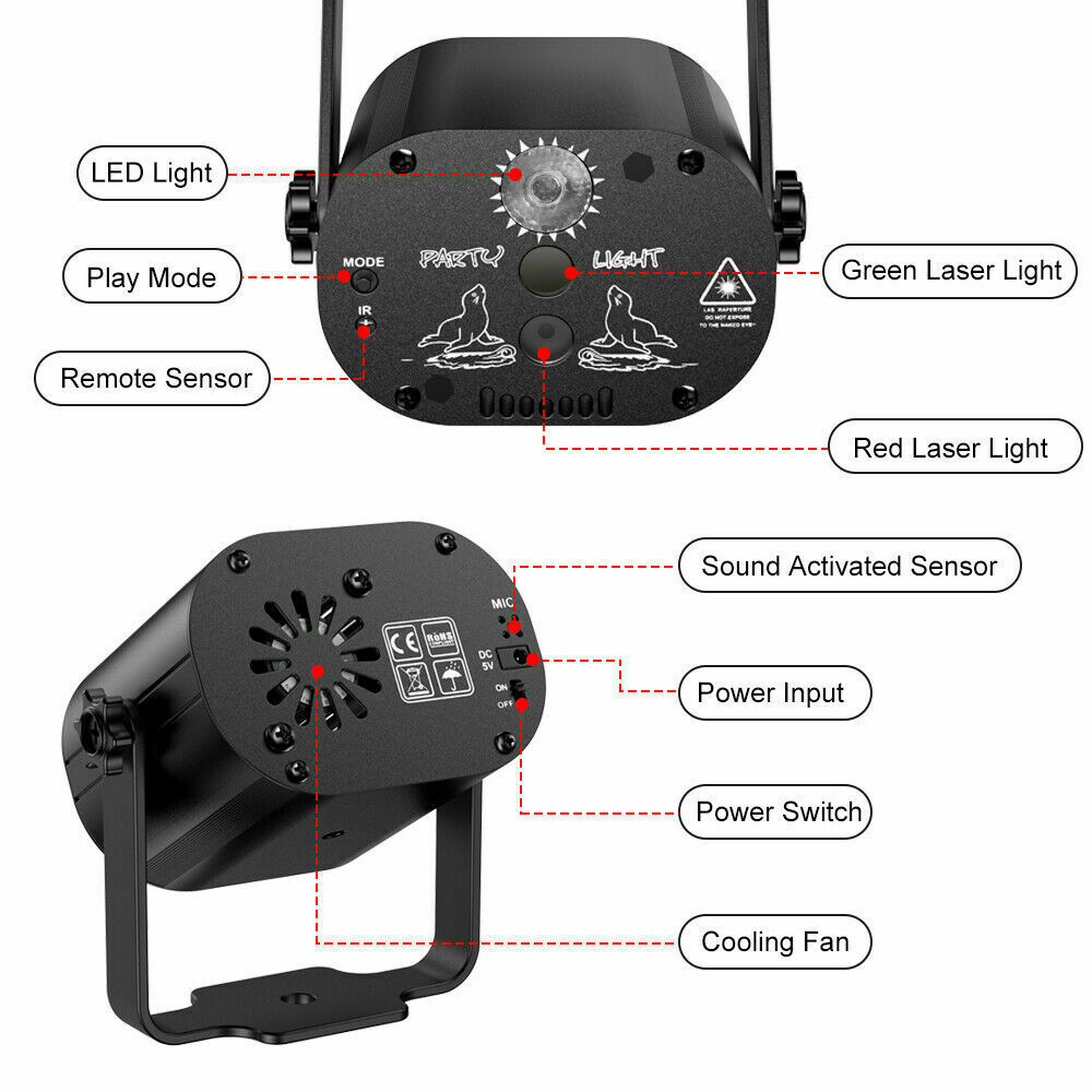 60 in 1 Patterns Laser Light w/ RGB LED Party