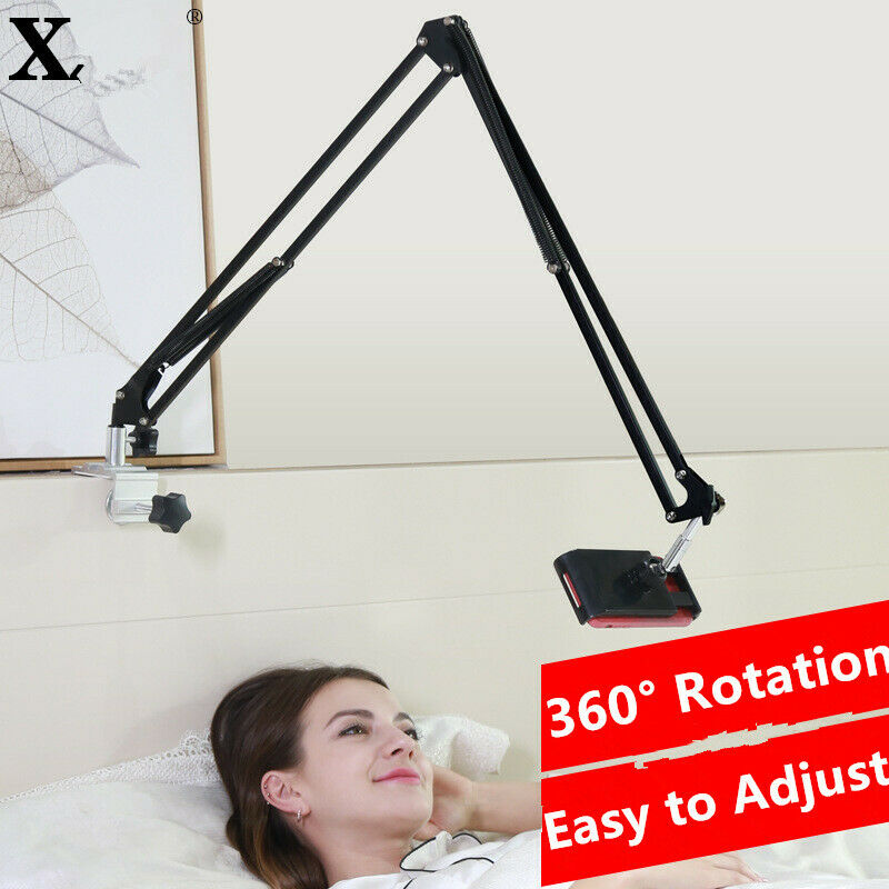 Heavy Clip Dual Bed & Desk Table Stand Mount Holder Phone tablet