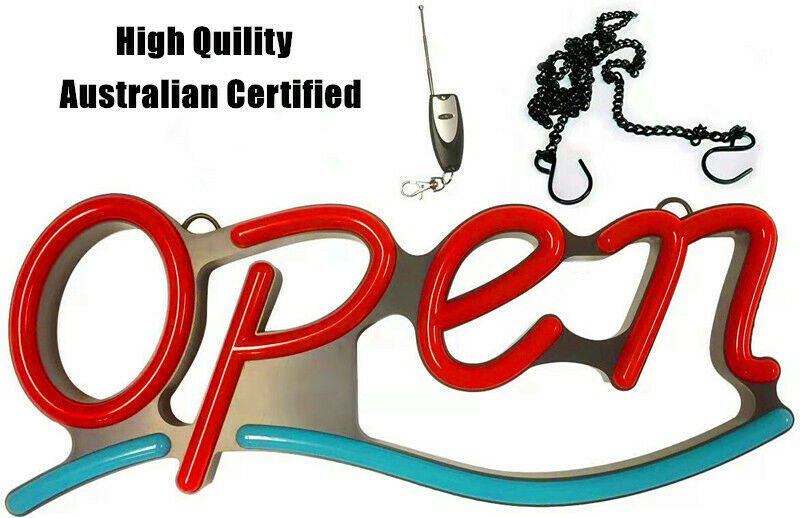 Red Tube Open LED Sign 54x22cm