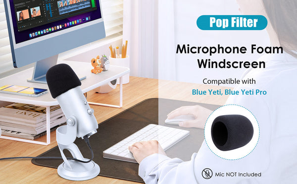 2pcs Of Pop Filter Windscreen Microphone Sponge Foam Cover For Blue Yeti Pro Mic (JS18)