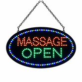 12V Oval 'Massage Open' LED Sign 68.5cm x 38cm w/ 3 Modes & Power Adapter Ready-Made LED Signs