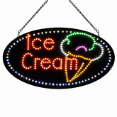 12V Oval 'Ice cream' LED Sign 68.5cm x 38cm w/ 3 Modes & Power Adapter Ready-Made LED Signs