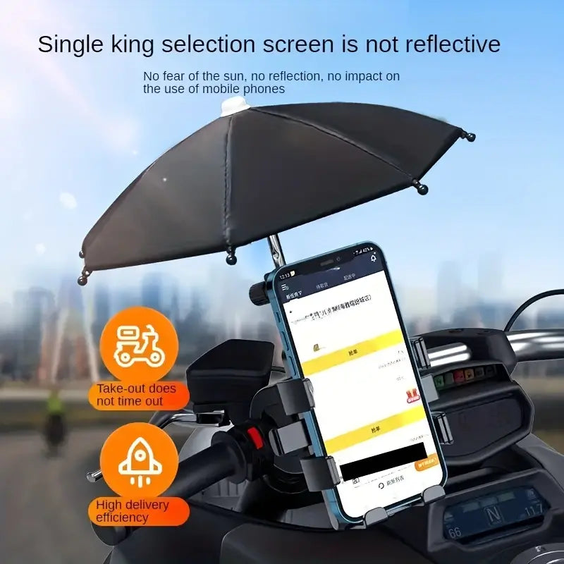 Bike Phone Holder W/ Mini Umbrella Handlebar Mount (114.1)