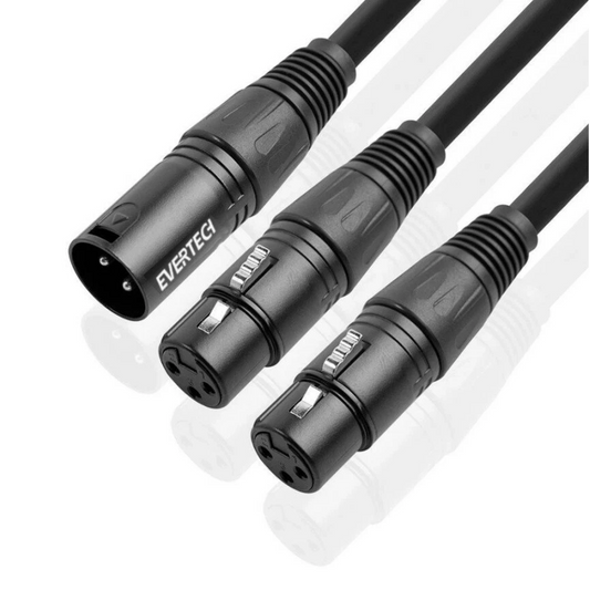 50cm 3 Pin XLR Male to Dual Female Y Splitter Adapter Cable Black Balanced Mic DS18