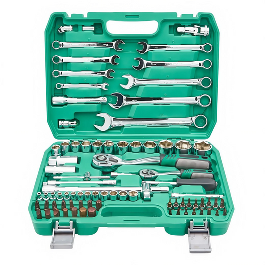 82pcs Professional Socket Wrench Tool Set S2 Steel Bits & Chrome Vanadium Metric YS195