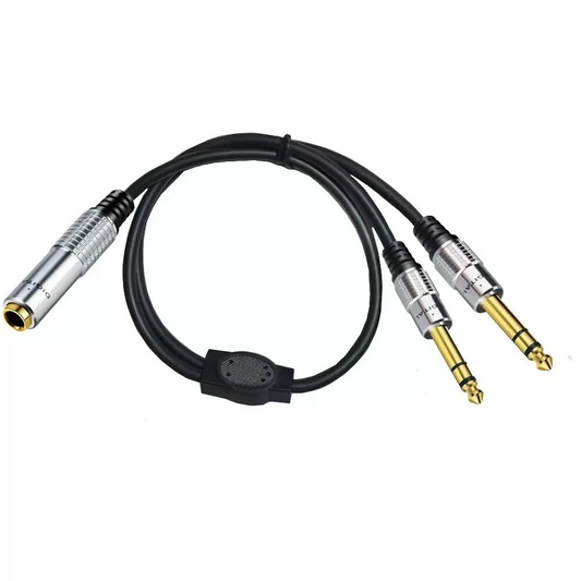 6.35mm Female to Dual 1/4" Male Stereo Splitter Audio Cable Gold Plated 0.5m HS62-2