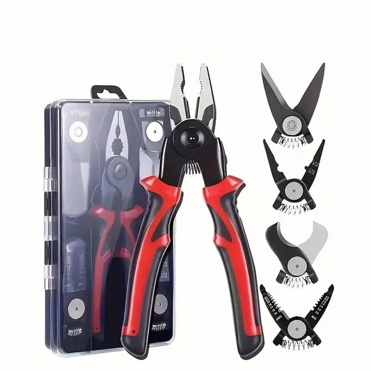5-in-1 Multifunctional Pliers Interchangeable Heads Wire Cutter Linesman Strip YS190