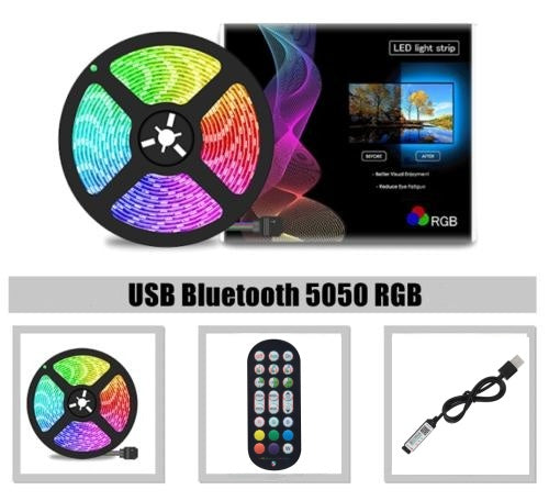 USB Bluetooth Remote RGB LED Strip Lights IP65 Waterproof 5050 1M 2M 3M 5M
