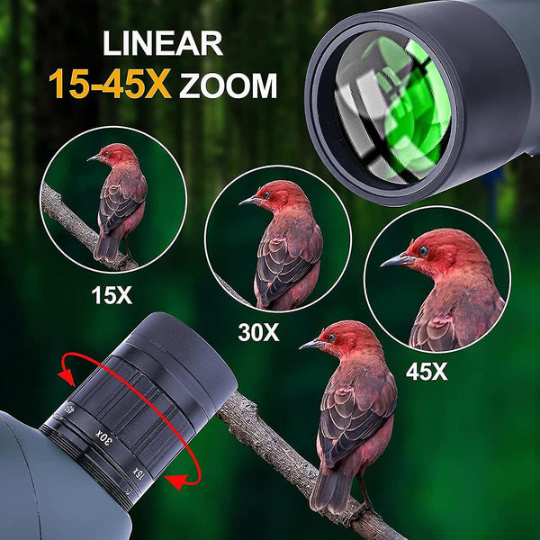 15-45 X 50 Bossdun Spotting Bird Scope (QS210) W/Tripod Phone Adapter BAK4 Prism