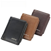 Baellerry Men's Short Wallet Trifold Slim PU Leather w/ Zipper Coin Card Pocket Home Essentials