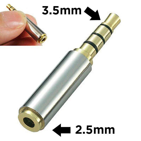 2.5mm Female to 3.5mm Male Stereo Audio AUX Adapter