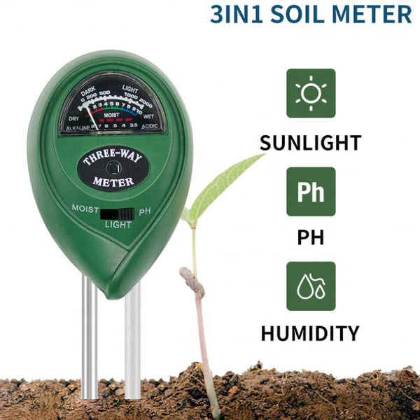 3 Way Soil pH Meter Moisture Light Tester Gardening Tool (GS49) for Farm Plant