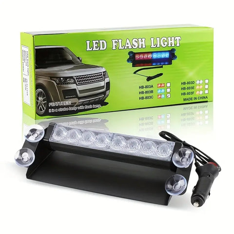 White/Amber COB Flashing Beacon Strobe Warning Bar Light Car Truck Windshield Dash 12-24V