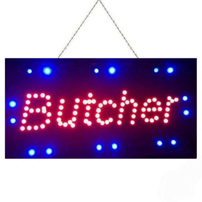 BUTCHER LED NEON SIGN Bright Light Plate for Meat Shop Restaurant 48c ...