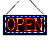 12V Epoxy 'Open' LED Sign 48cm x 24cm w/ 2 Modes & Power Adapter Ready-Made LED Signs