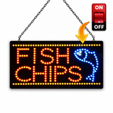 12V Epoxy 'Fish & Chips' LED Sign 60cm x 30cm w/ 3 Modes & Power Adapter Ready-Made LED Signs