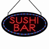 12V Oval 'Sushi Bar' LED Sign 68.5cm x 38cm w/ 3 Modes & Power Adapter Ready-Made LED Signs